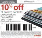 Staples Copy & Print - 10% Off All Custom Booklets, Presentations, Newsletters and More (Printable Coupon)