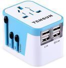 Tensun International Travel Plug Adapter with 4 USB Ports