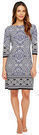 London Times Medallion Printed 3/4 Sleeve Shift Dress