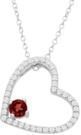 Ruby/Natural Amethyst Heart Pendant in Sterling Silver