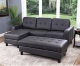 Abbyson Living Leather Reversible Sectional w/ Ottoman